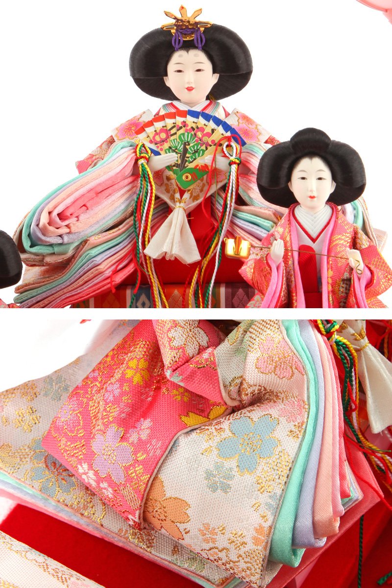 美品　ひな人形　ケース入り　雛人形　5人飾り　ひなだけ　安土雛 日本人形 雛人形 ひな人形木目込十五人ケース飾りセット秀光オリジナル